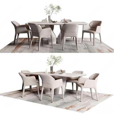 现代餐桌椅组合3D模型下载